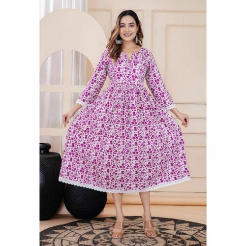 FASHION MIRROR Fashionable Baby Feeding Gown Stylish Women's Dress with Convenient Zipper Access | Pink | 3XL