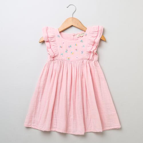 Sweet Lime By AS Pink Crew Neck Cotton Dress.Baby girls dress,floral print girls frock, Kids Frock & Dress, Baby Girls Frocks, Girls Frocks & Dresses.