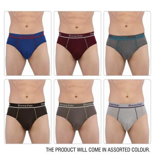 Frenchie Pro Men's Cotton Briefs-Assorted Colours (Pack of 6, 90 CM)