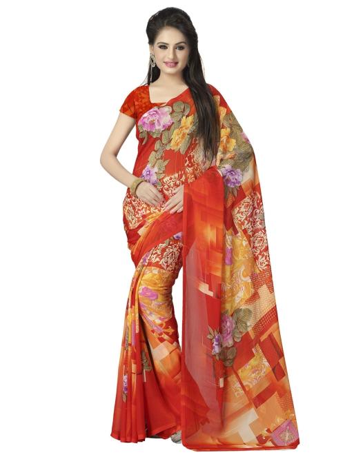 Vaamsi Women's Georgette Red Printed Saree Raga3095