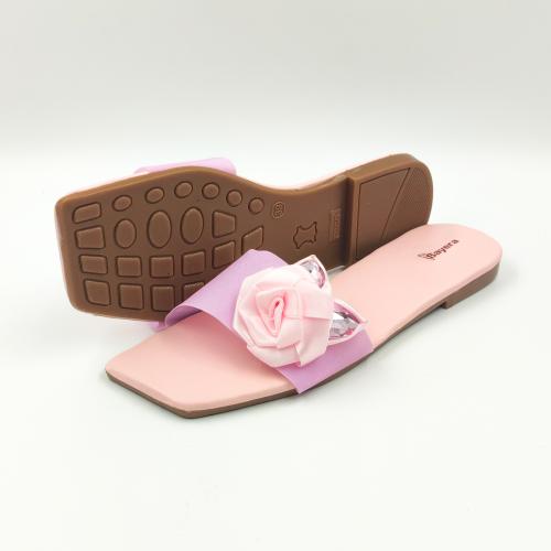 Sayera Pink Flower Pattern Sandal For Girls & Women |Stone Slippers For Girls & Women