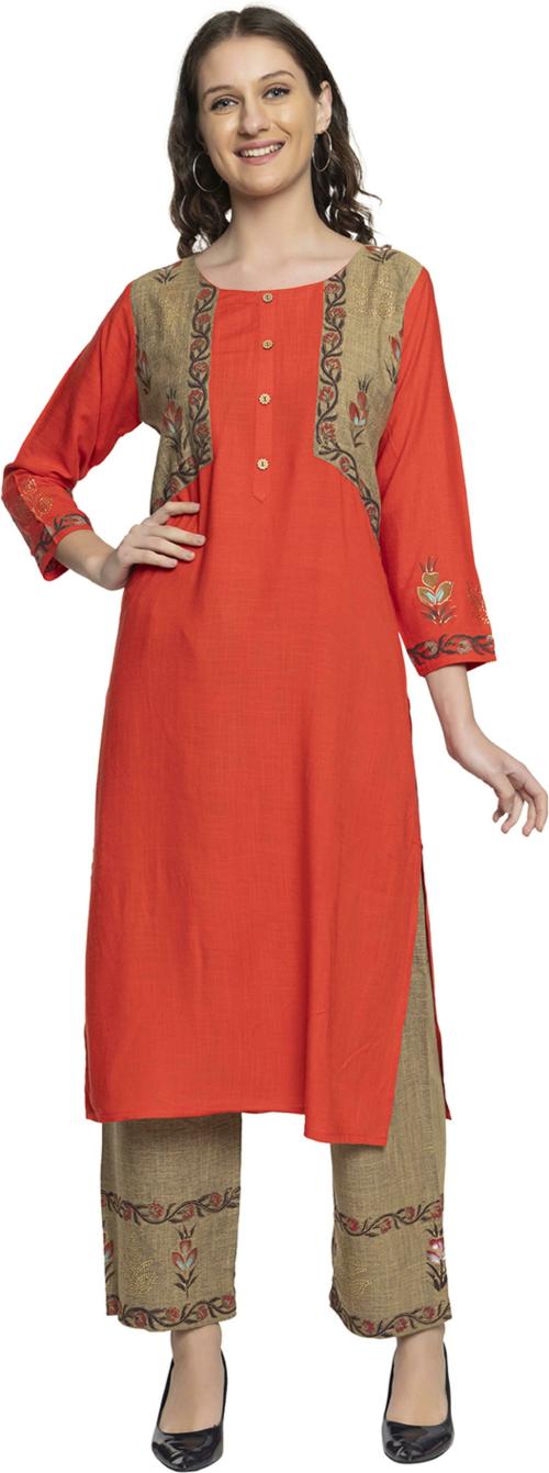 ELTHIA Superior Kurtis Plazo Set For Summer-Pink