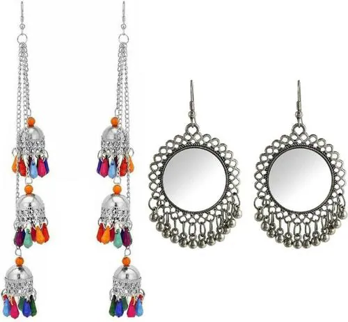 JMBW International Silver Jhumki Earring (Womens) Pack of 2