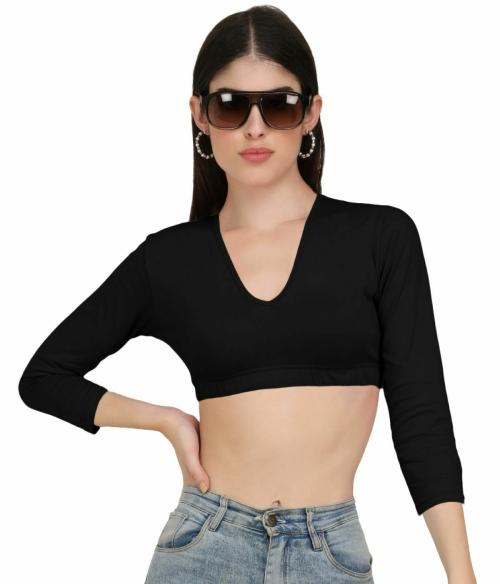 AD2CART A4266 Women Deep V Neck 3/4 Sleeve Stylish Crop Top for Women