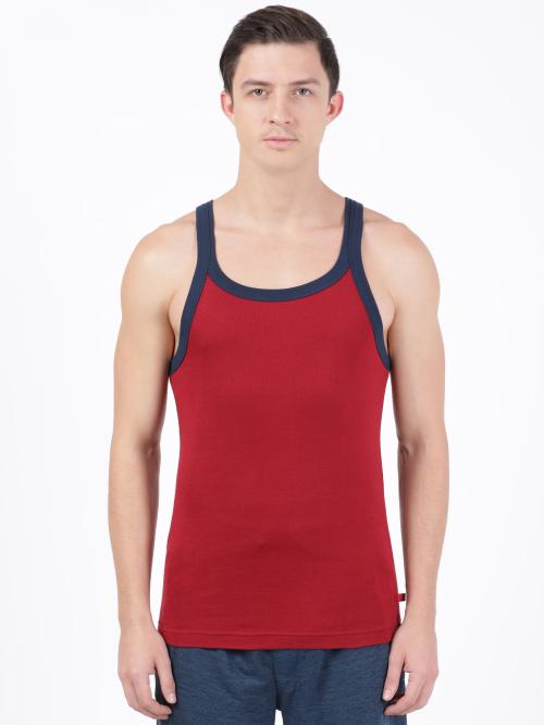 Jockey US27 Men's Red Solid Cotton Sleeveless Vest