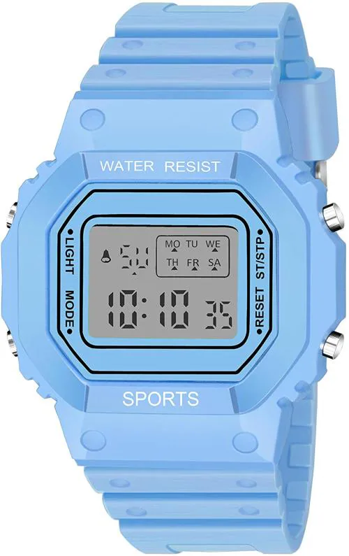 Papio Digital Sky Blue Dial Sky Blue Strap Watch For Men And Women