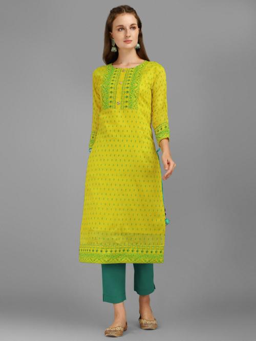 Buy OXIT CLASS Women Lemon Printed Chanderi A-Line Kurta (XXL) Online ...
