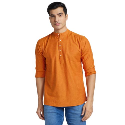 Park Avenue Slim Fit Solid Orange Shirt