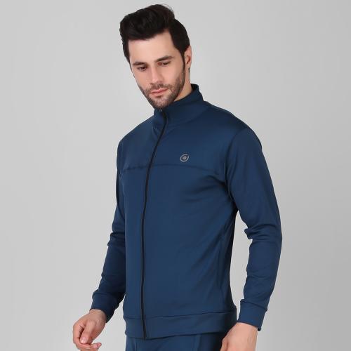 DIAZ Men's Regular Fit SolidJacket | Men's Lightweight Solid Jacket | Stylish & Comfortable Jacket for Men,Zipper Front, Relaxed Fit Men's Jacket Size XL For Color Blue