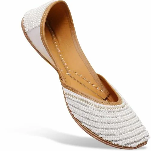 Handmade Indian Bridal Jutti Shoes - Flats Wedding Mojari For Punjabi Ethnic Wear