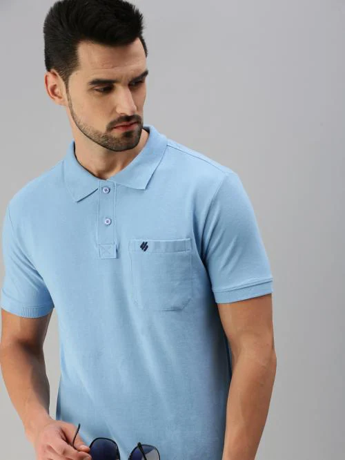 ONN Men's Lavender Solid Cotton Polo T-shirt