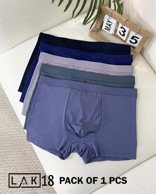 LAK 18 Men's Briefs Ice Silk Boxers Briefs Underwear Set Boxer Shorts for Men || Pack of 1 || Multicolored || - L