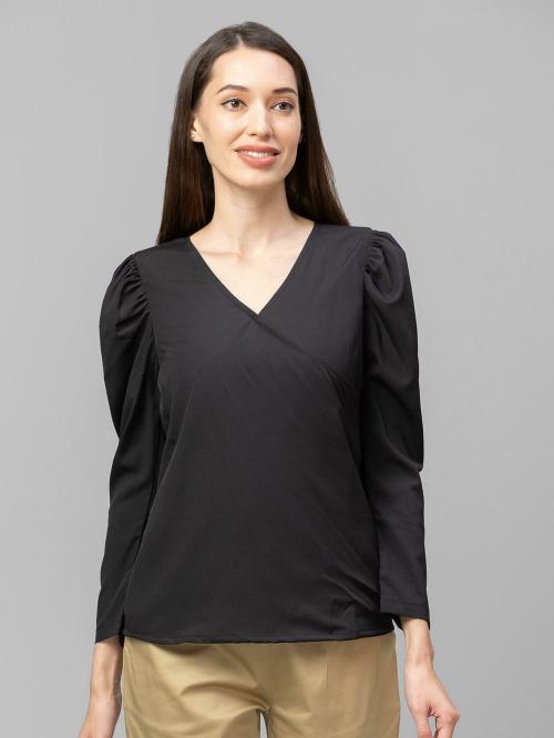 GLOBUS Women Black Solid Polyester Top