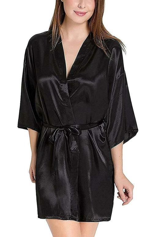 Buy GC GLORIOUS CHOICE Women's Satin Babydoll Kimono Nightwear Robe ...