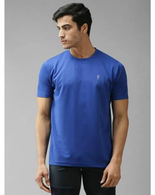 EPPE Men's Royal Blue Solid Dryfit Micropolyester Active Performance Round Neck Half Sleeve Sports Tshirt