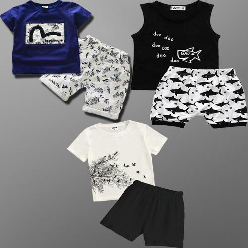 Lofn Baby Boys And Girls Multicolor Printed Cotton Blend Set Of 3 T-Shirt Shorts (6-12 Months)