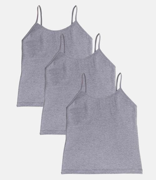 Adira | Starter Camisole For Girls | Flat Padded Innerwear Vest | Camisole For Puberty | Girls Slip | Covers Nipples & Gives Confidence At School | stretchy Cotton | Pack Of 3 | Grey | XS