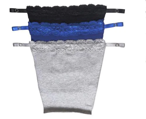 Finesse Miracle Cami Cotton Clip-on Mock Camisole Set Of 3-Black, Royal Blue & Grey