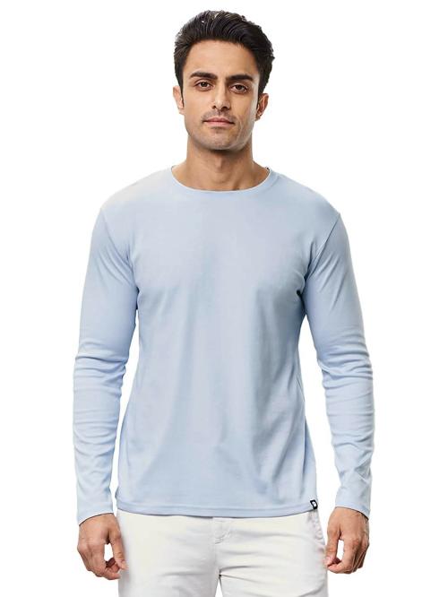 The Souled Store Men Blue Solid Supima Cotton T-Shirts