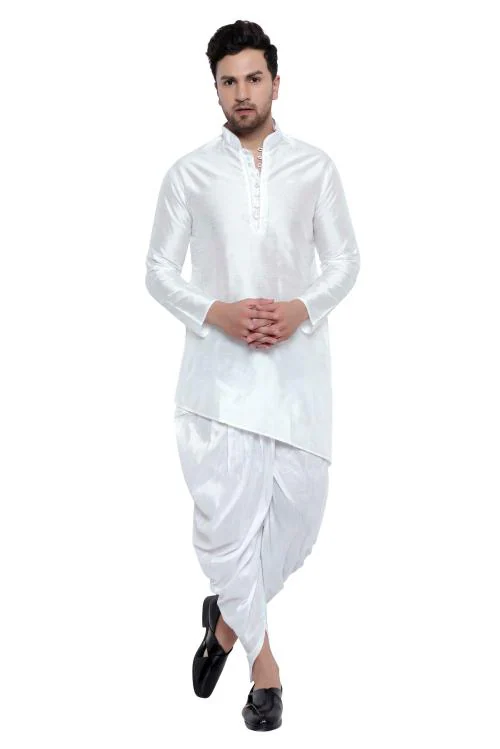 RYLEN Men Silk Dhoti Kurta Set