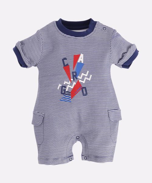 Baby Go Designer Half Sleeve Romper For Baby Boys(6-9M,NAVY)