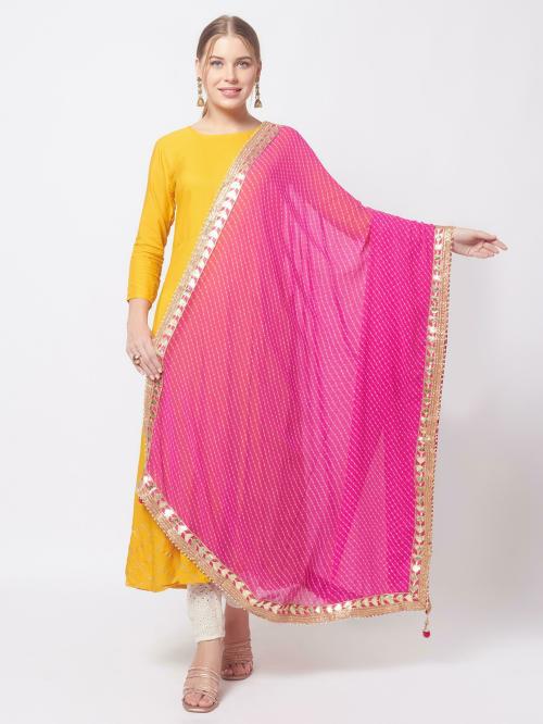 Dupatta Bazaar Women Pink Printed Georgette Dupatta