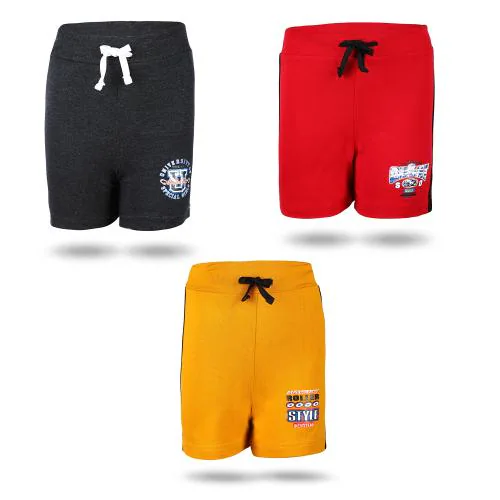 Savage Boys Shorts Pack of 3 Fancy Cotton Short Pants for Boys of 9 to 10 years old, Waist 25cm|Kids Botttom wear|Cotton Shorts for Boys|Regular Fit|Assorted Colors
