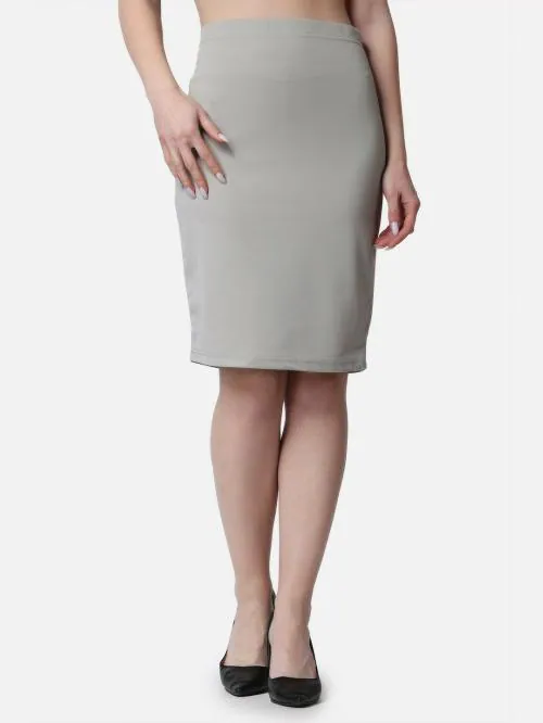 Popwings Women Casual Grey Knee Length Solid Pencil Skirt | Women Skirts | Women Latest Design Skirts | Women Trendy Stylish Skirts | Western Wear Skirts