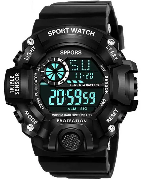 Missfox Kids Watch Boys New Generation Digital Watches for Boys Lighting Display,Alarm,Day and Date Display,Chronograph,Scratch Resistant & Shock Proof Black Sports Watch Men Stylish Water Resistance Digital Watch - For Boys