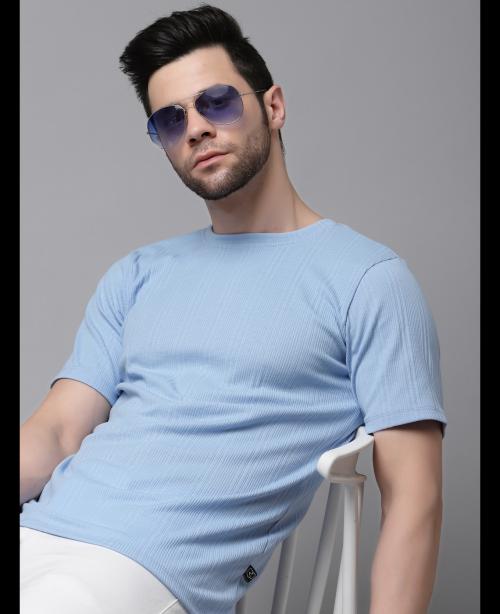 Rigo Men Light Blue Drop Needle T-shirt