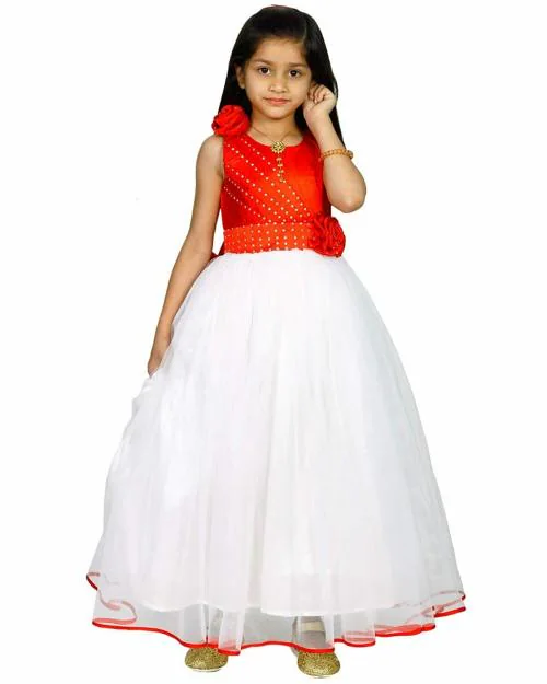 ReemJheem Girls White Net Gowns
