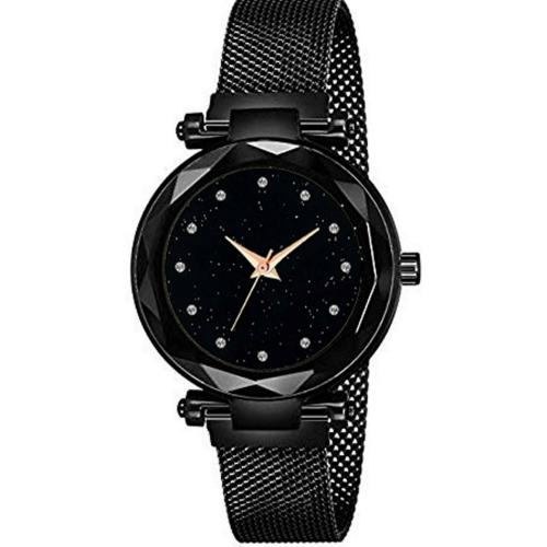 Casera Black Metal Analog Wrist Watch for Girls (Pack of 1)