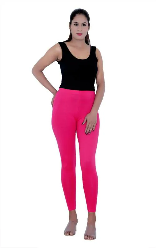 Buy CO COLORS Women Pink Solid Cotton Lycra Blend Legging - XL
