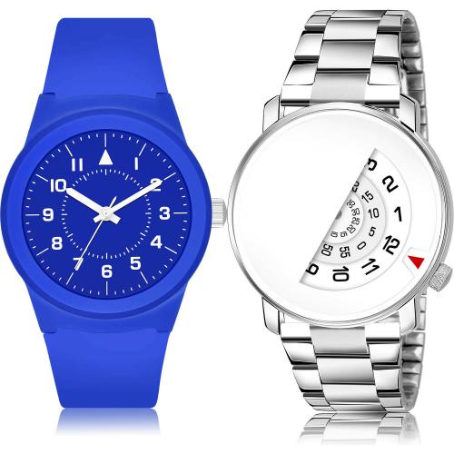 NEUTRON Contemporary Technology Kids And Day And Date Blue And Silver Colour Analog Plastic And Stainless Steel Belt 2 Watch Combo For Boys And Men - BM121-BL46.106