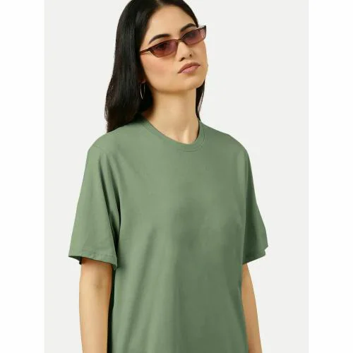 Buy Rad Prix Women Basic Dark Green Crew Neck Tshirt Online at Best