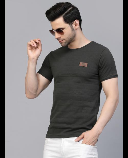 Rigo Men Dark Green Popcorn Knit T-shirt