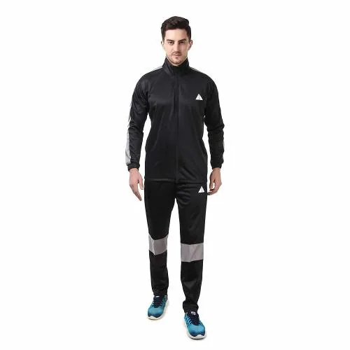 SKELTON Polyester Black Track Suit For Men With Full Sleeve T-Shirt And Track Pant (Size M)