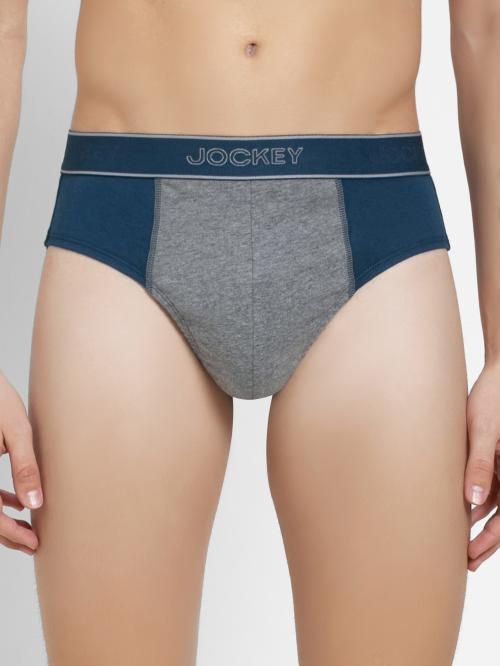 jockey Men Poseidon & Mid Grey Mel Solid Cotton Briefs