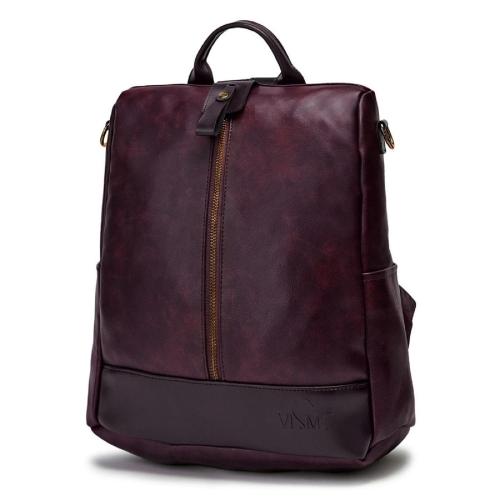 VISMIINTREND Vegan Leather Casual Backpack Purse for Women and Girls - Wine