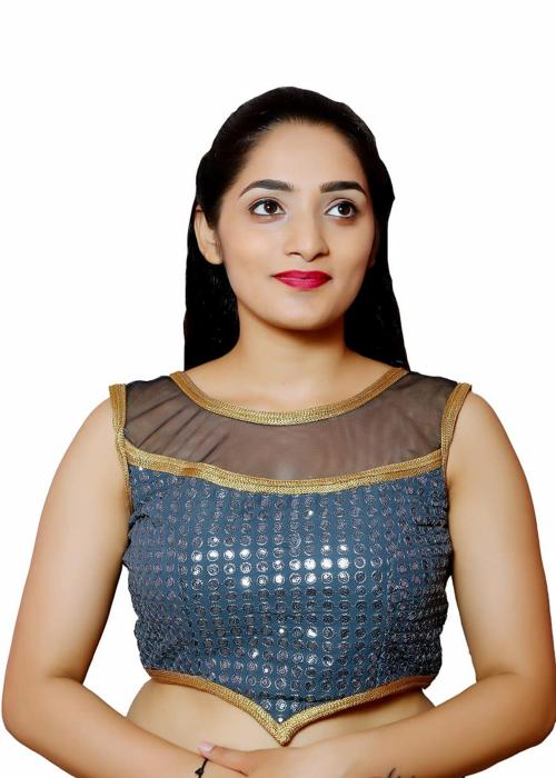 Neonshy Women Grey Readymade Sleeveless Blouse