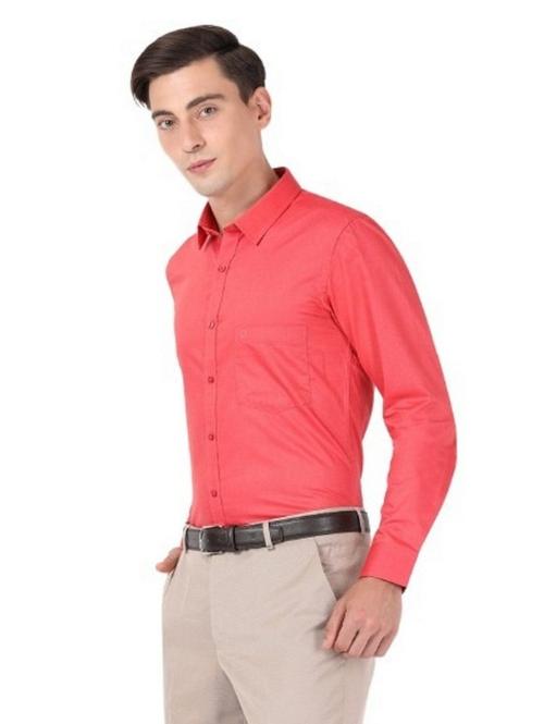 Otto Brick Red Plain Shirt Relax Fit Luster_5 Size 42