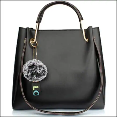 CIADOVE Polyurethane Women Fashion Handbag Black Color Large Handbag With Tag-Handle & Strap Tote Purses Stylish Ladies Women and Girls Handbag for Office Bag Ladies Travel Shoulder Bag Tote for College Girls Handbag