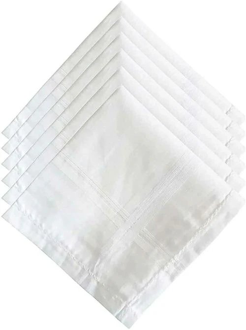 Kuber Industries Men White Cotton Handkerchief, Pack of 6
