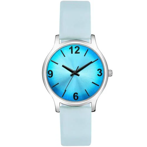 Ganesh Women Quartz Watch with Analogue Display and Leather Strap (Band Color: Sky Blue) (Dialer Color: Blue)