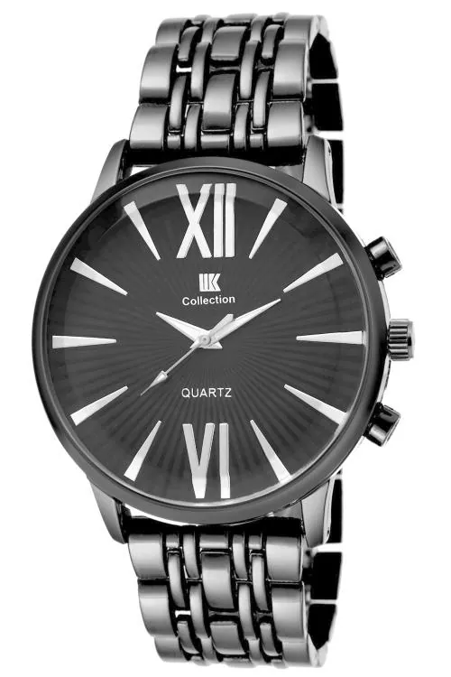 IIK Collection Round Studded Dial Metalic Bracelet Chain Strap Analogue Wrist Watch for Men and Boys -(IIK-105M)