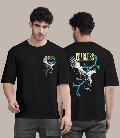 Buy BULLMER Oversized Black Front and Back Printed / Colourblock Baggy