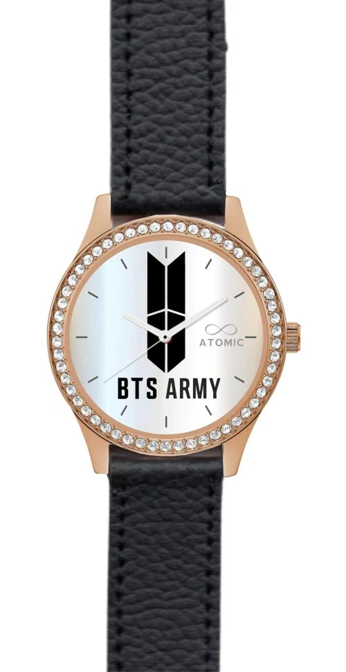 Atomic Premium Quality Black Strap BTS Watch for Girls