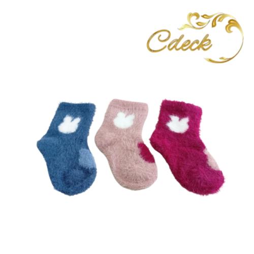 Cdeck Pure Woolen Socks for Baby Boys And Girls | Angora Wool | Soft And Warm | Multicolor | Pack of 3