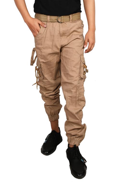Sagvish Mens Light Gold Cotton Cargo Trouser 34
