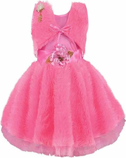 Wishkaro Girls Pink Solid Net Multi Pack A-Line Dress